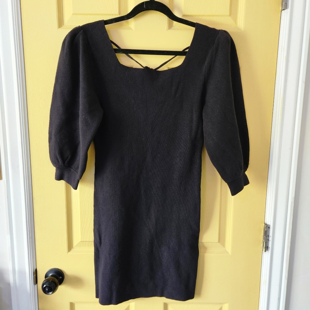 NWT BA&SH Stormi Size 3 Chic Black Knit Dress with Tie Back ♡Size L♡